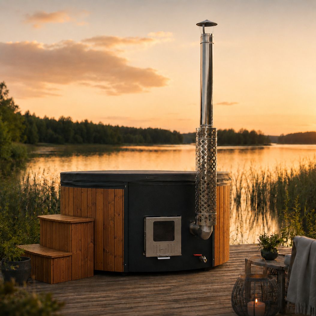Vildmarksbad Premium - rundt med integreret ovn