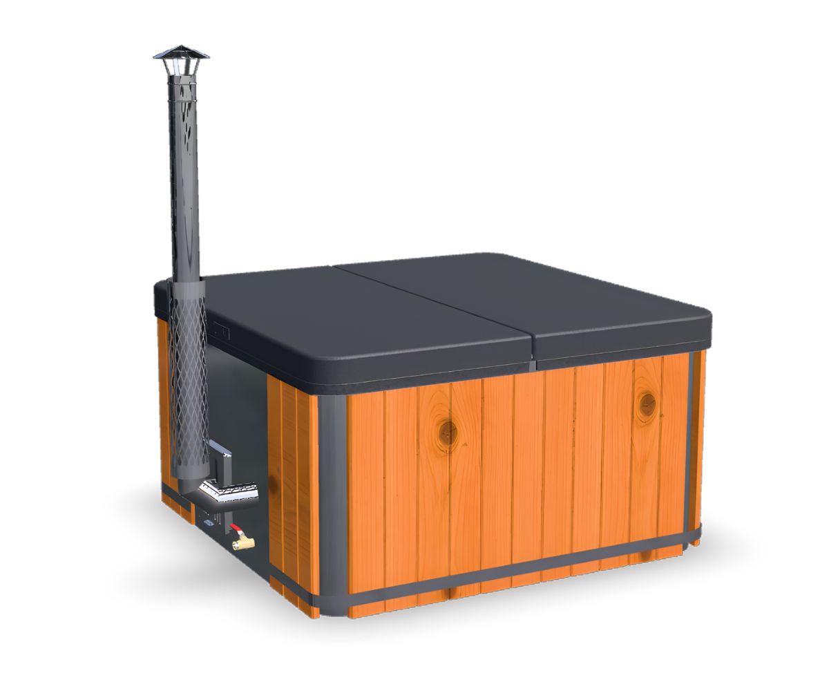 Vildmarksbad Premium - firkantet med integreret ovn