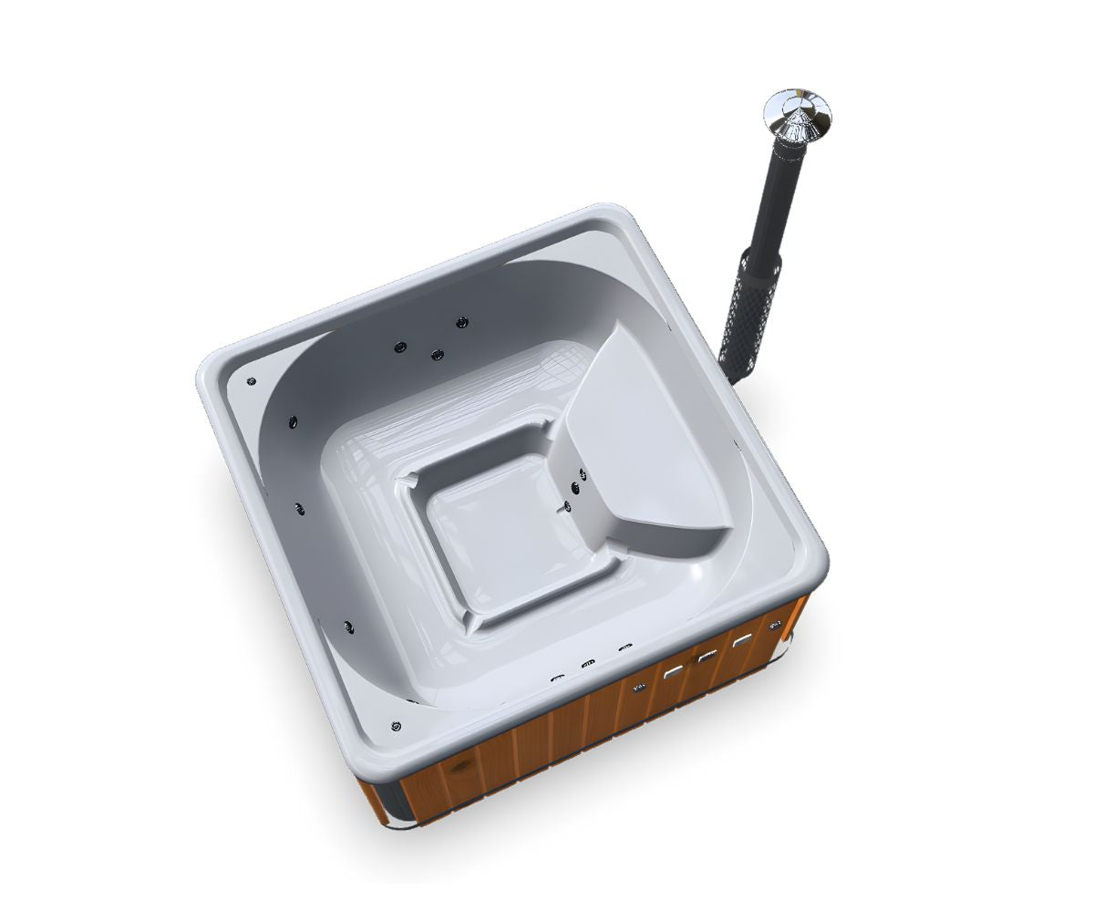 Vildmarksbad Premium - firkantet med integreret ovn