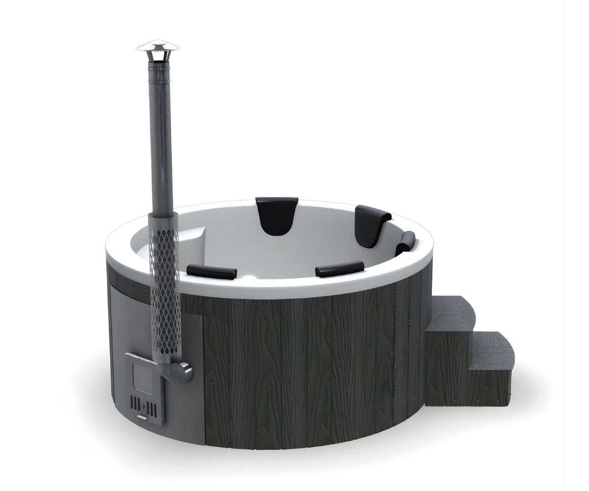 Vildmarksbad Premium - rundt med integreret ovn